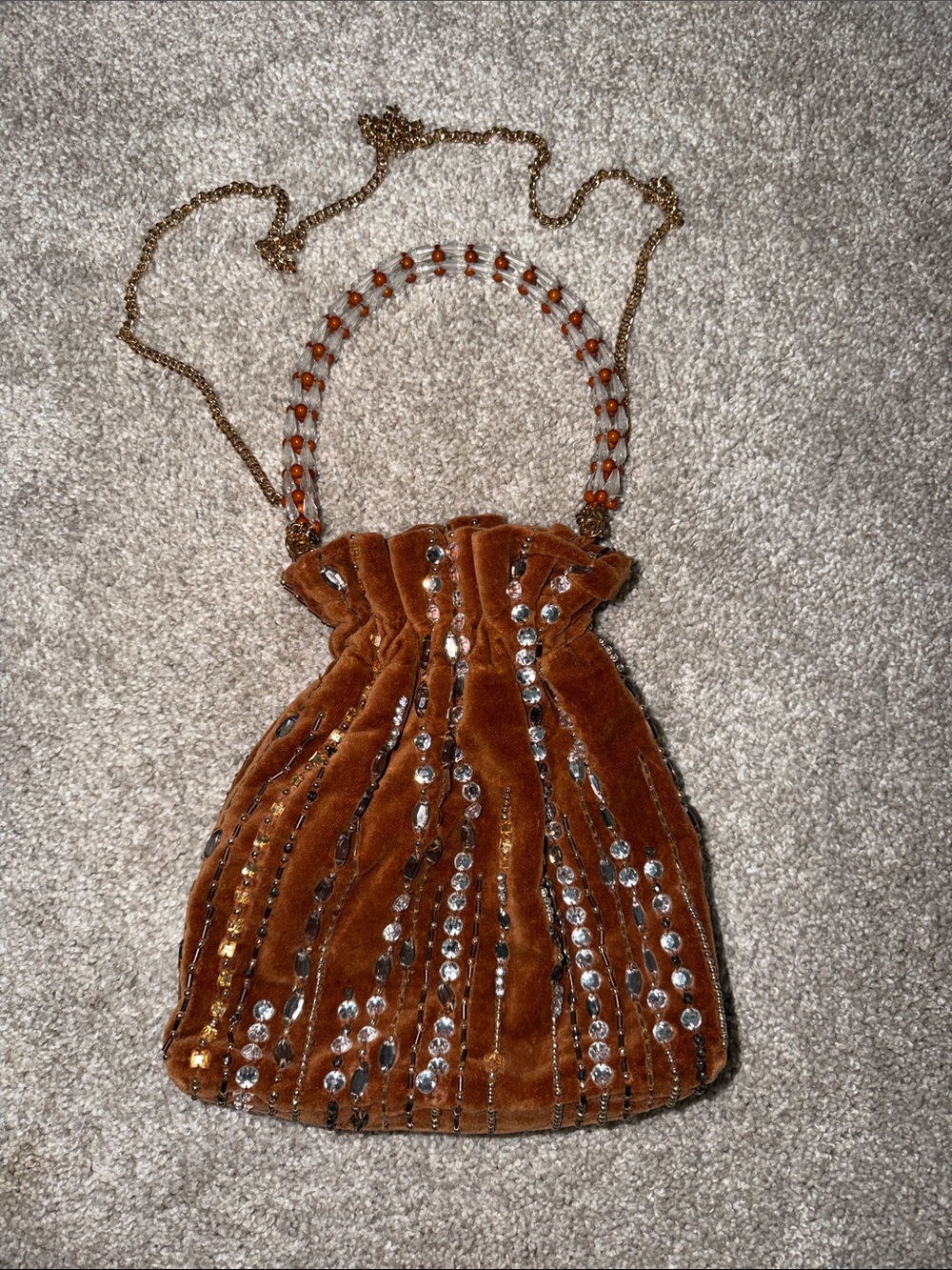 Anthropologie Embellished Velvet Pouch Drawstring Bag